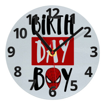 Birth day Boy (spiderman), Ρολόι τοίχου γυάλινο (20cm)