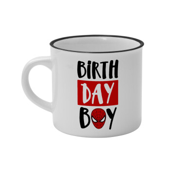 Birth day Boy (spiderman), Κούπα κεραμική vintage Λευκή/Μαύρη 230ml