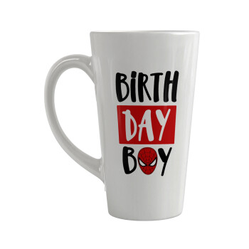 Birth day Boy (spiderman), Κούπα κωνική Latte Μεγάλη, κεραμική, 450ml