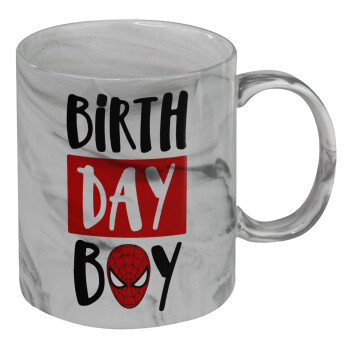 Birth day Boy (spiderman), Mug ceramic marble style, 330ml