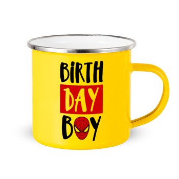 Birth day Boy (spiderman), Κούπα Μεταλλική εμαγιέ Κίτρινη 360ml