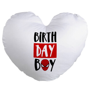 Birth day Boy (spiderman), Μαξιλάρι καναπέ καρδιά 40x40cm περιέχεται το  γέμισμα