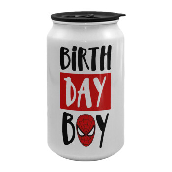 Birth day Boy (spiderman), Κούπα ταξιδιού μεταλλική με καπάκι (tin-can) 500ml