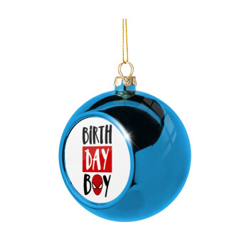 Birth day Boy (spiderman), Χριστουγεννιάτικη μπάλα δένδρου Μπλε 8cm