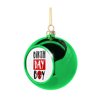 Birth day Boy (spiderman), Χριστουγεννιάτικη μπάλα δένδρου Πράσινη 8cm
