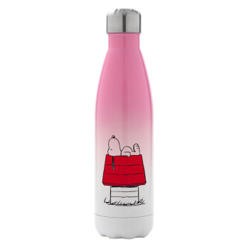 Το σπίτι του snoopy, Metal mug thermos Pink/White (Stainless steel), double wall, 500ml