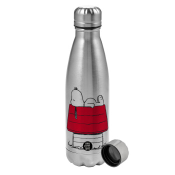Το σπίτι του snoopy, Metallic water bottle, stainless steel, 750ml