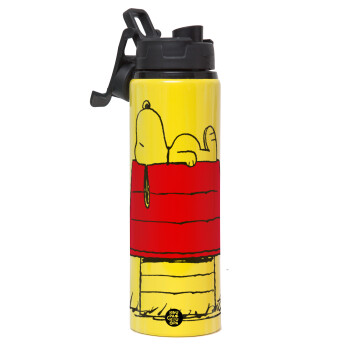 Το σπίτι του snoopy, Metallic water bottle with safety lid, 850ml aluminum