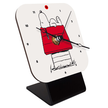 Το σπίτι του snoopy, Επιτραπέζιο ρολόι ξύλινο με δείκτες (10cm)