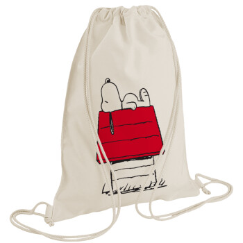 Το σπίτι του snoopy, Backpack bag GYMBAG natural (28x40cm)