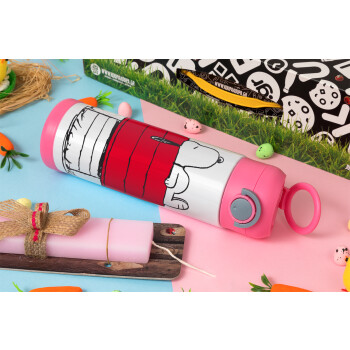 Το σπίτι του snoopy, Easter candle, Childrens hot water bottle, stainless steel, with safety straw, PINK (500ml)