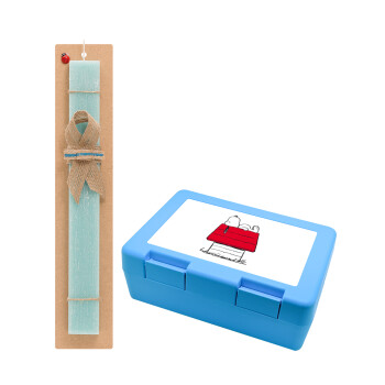 Το σπίτι του snoopy, Easter Set, children's snack container BLUE & Easter aromatic flat candle (30cm) (TURQUOISE)