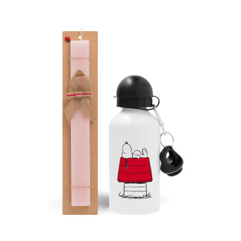 Το σπίτι του snoopy, Easter Set, metallic aluminum bottle (500ml) & aromatic flat Easter candle (30cm) (PINK)