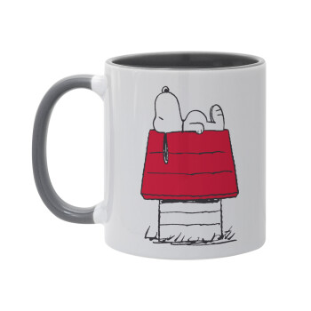 Το σπίτι του snoopy, Κούπα χρωματιστή γκρι, κεραμική, 330ml