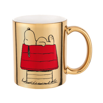 Το σπίτι του snoopy, Mug ceramic, gold mirror, 330ml