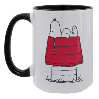 Το σπίτι του snoopy, Κούπα Mega 15oz, κεραμική Μαύρη, 450ml