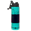 Metallic water bottle with safety lid, 850ml aluminum