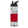 Metallic thermos bottle with straw & handle, stainless steel (Stainless steel 304), double-walled, 600ml.