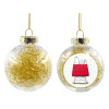 Transparent Christmas tree ball ornament with gold filling 8cm