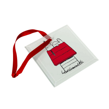 Το σπίτι του snoopy, Στολίδι Χριστουγεννιάτικο στολίδι γυάλινο τετράγωνο 9x9cm