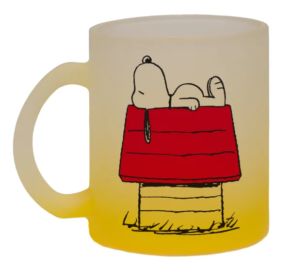 Το σπίτι του snoopy — Κούπα γυάλινη δίχρωμη με βάση το κίτρινο ματ, 330ml