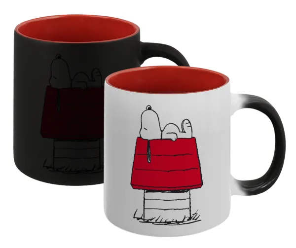 Το σπίτι του snoopy — Κούπα Μαγική εσωτερικό κόκκινο, κεραμική, 330ml που αλλάζει χρώμα με το ζεστό ρόφημα