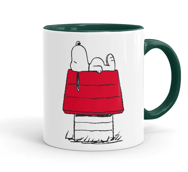 Το σπίτι του snoopy — Κούπα χρωματιστή πράσινη, κεραμική, 330ml