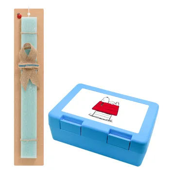 Το σπίτι του snoopy, Easter Set, children's snack container BLUE & Easter aromatic flat candle (30cm) (TURQUOISE)