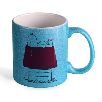 Το σπίτι του snoopy, Κούπα Σιέλ Glitter που γυαλίζει, κεραμική, 330ml