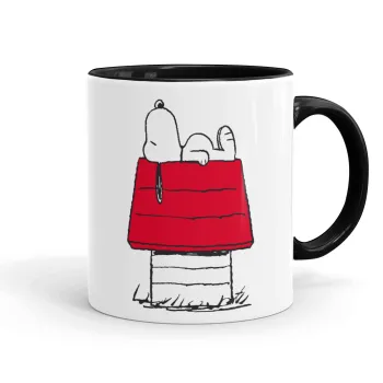 Το σπίτι του snoopy, Κούπα χρωματιστή μαύρη, κεραμική, 330ml