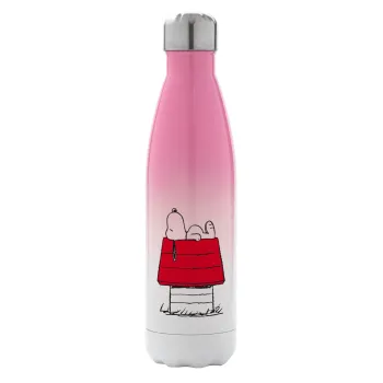 Το σπίτι του snoopy, Metal mug thermos Pink/White (Stainless steel), double wall, 500ml