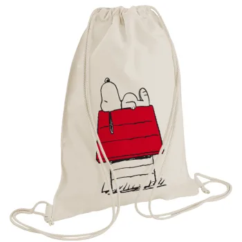 Το σπίτι του snoopy, Τσάντα πλάτης πουγκί GYMBAG natural (28x40cm)