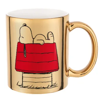 Το σπίτι του snoopy, Mug ceramic, gold mirror, 330ml