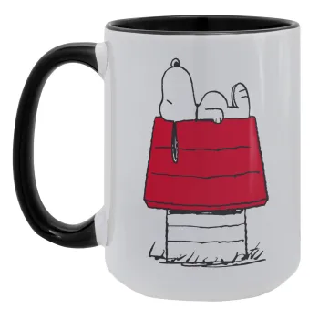 Το σπίτι του snoopy, Κούπα Mega 15oz, κεραμική Μαύρη, 450ml