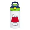 Children's hot water bottle, stainless steel, with safety straw, green, blue (350ml)