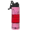 Metallic water bottle with safety lid, 850ml aluminum