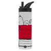 Metallic thermos bottle with straw & handle, stainless steel (Stainless steel 304), double-walled, 600ml.