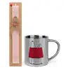 Easter Set, metallic thermal cup (300ml) & aromatic flat Easter candle (30cm) (PINK)