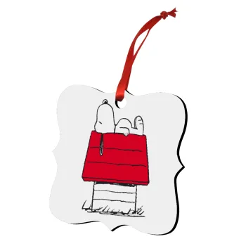 Το σπίτι του snoopy, Christmas ornament polygon wooden 7.5cm