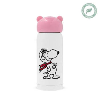 Snoopy ο πιλότος, Ροζ ανοξείδωτο παγούρι θερμό (Stainless steel), 320ml