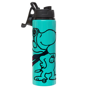 Snoopy ο πιλότος, Metallic water bottle with safety lid, 850ml aluminum