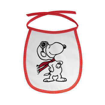 Snoopy ο πιλότος, Σαλιάρα μωρού αλέκιαστη με κορδόνι Κόκκινη