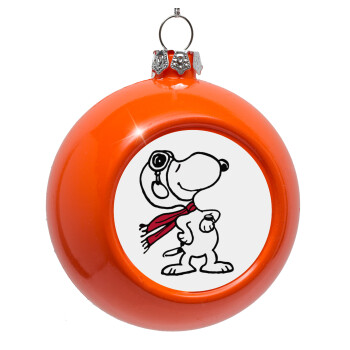 Snoopy ο πιλότος, Στολίδι Χριστουγεννιάτικη μπάλα δένδρου Πορτοκαλί 8cm