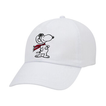 Snoopy ο πιλότος, Καπέλο Baseball Λευκό (5-φύλλο, unisex)