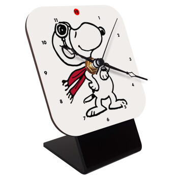 Snoopy ο πιλότος, Quartz Wooden table clock with hands (10cm)