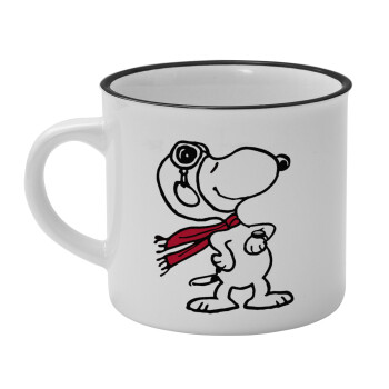 Snoopy ο πιλότος, Κούπα κεραμική vintage Λευκή/Μαύρη 230ml
