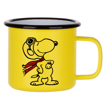 Snoopy ο πιλότος, Κούπα Μεταλλική εμαγιέ ΜΑΤ Κίτρινη 360ml