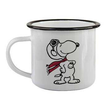 Snoopy ο πιλότος, Κούπα εμαγιέ με μαύρο χείλος 360ml