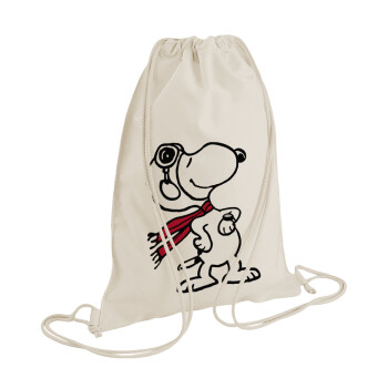 Snoopy ο πιλότος, Τσάντα πλάτης πουγκί GYMBAG natural (28x40cm)