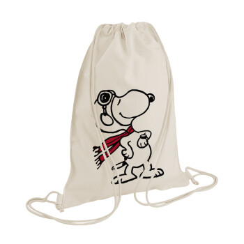 Snoopy ο πιλότος, Backpack bag GYMBAG natural (28x40cm)